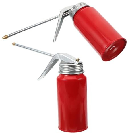 SEWOART Hand Pump Oiler 200ml 2pcs Red Plastic Household Oil Can with Long Spout for Motorcycle and Vehicle Engine Lubrication Maintenance