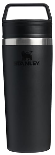 STANLEY Cafe To Go Travel Mug 16 oz | Leakproof Two-Part Drink Through Lid | Tumbler Cup for Coffee, Tea and Drinks | Insulated Stainless Steel Coffee Mug | BPA-Free | Black 2.0