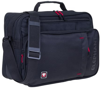 Elephant Flugumhänger Arbeitstasche Reisetasche Tasche Herren Damen Bürotasche Umhängetasche DIN A4 Schultertasche Handgepäcktasche Handgepäck Pilotentasche Dark + Etui