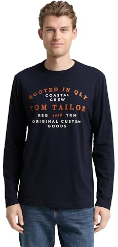 TOM TAILOR Camiseta de Manga Larga para Hombre, Sky Captain Blue 10668 - Juego de Mesa [Importado de Alemania], L