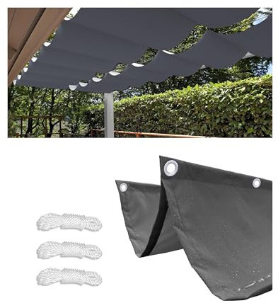 Einziehbar Welle Sonnensegel 4x5M Verstellbar Segeltuch Schattenabdeckung mit Ösen und Kordel Sonnenschutz Wasserdicht UV-beständig Outdoor Pergola Markise für Garten Terrasse Dunkelgrau