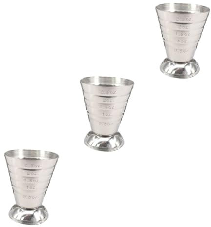ULTECHNOVO 3 Piezas vaso mezclador vaso medidor taza de tiro de medición barra jigger de onzas barra de jigger Plata