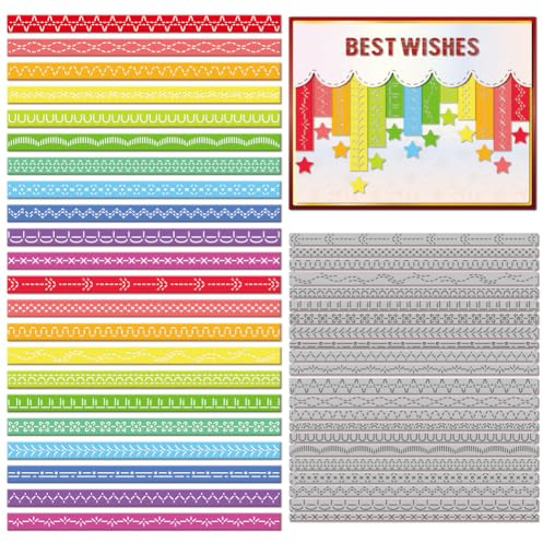GLOBLELAND Genähte Stanzformen Zum Erstellen von Karten Rasenschnitte Spitzenrahmen Bordüren Gestanzte Stanzschablonen Für DIY Scrapbooking Journal Prägung Papierbasteln Dekor