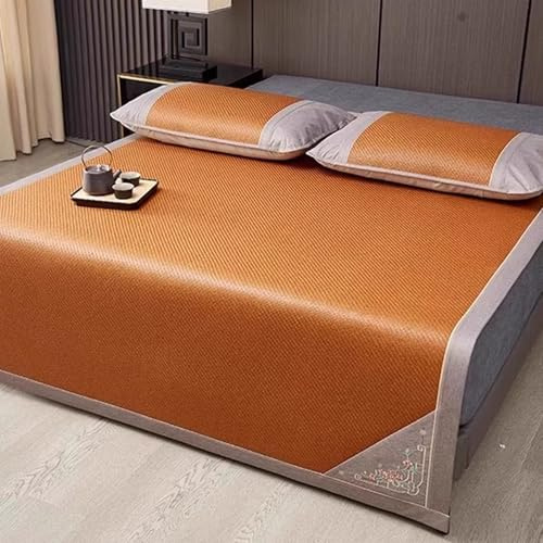 HOLGVE Tappetino bifacciale in bambù for Letto, Tappetino Estivo Pieghevole Intrecciato for Letto, Stuoie di Sonno di Estate, Essenziale for la Camera da Letto for Dormire d'Estate(90x190cm/35x75in)