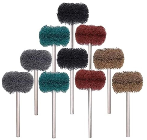 GZHXF 10 Pezzi di Ruote di lucidatura in Nylon for Mini Trapano, spazzole Abrasive, tamponi abrasivi, Gambo da 2,35 mm/3 mm for Accessori for Utensili rotanti, Grana 120, 180, 320, 400, 600