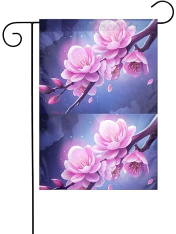 YYHWHJDE Bouquet de fleurs de prunier imprimé drapeau de jardin décoration cour 30,5 x 45,7 cm épais mode
