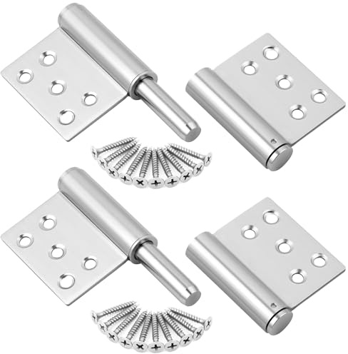 HOTUT 2 Pièces 5 Pouces Charnières de Porte Robustes en Acier Inoxydable Chromé Argenté,Angle d'Ouverture à 360 degrés,Porte Placard/Petites Portes/Tiroirs/Fenêtres/Pianos de Quincaillerie de Meubles