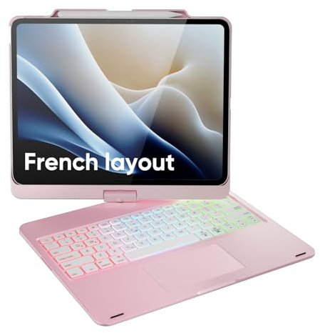 doqo Coque Clavier iPad Air 13 & iPad Pro 13/12.9 avec Trackpad,Rotation