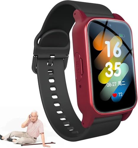 Smart Watch per anziani, rilevamento delle cadute, monitoraggio GPS e allarme SOS, monitoraggio fitness impermeabile con videochiamata HD, con cardiofrequenzimetro/pressione sanguigna, promemoria
