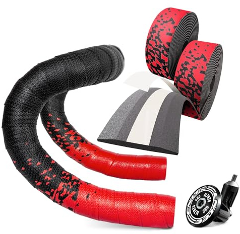 Kakveiai Nastro Manubrio Bicicletta, Bicycle Cycling Nastro, per MTB e bici da corsa, antiscivolo e ammortizzante, avvolgete il vostro manubrio (Rosso)