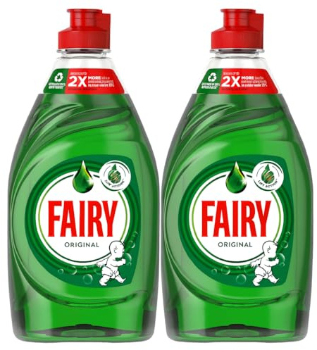 Fairy Original Washing Up Liquid Green 320ML | (Pack of 2) | Dishes Grease Cleaner | Exceptional Cleaning Power | Easy and Effortless Cleaning | Long-Lasting Suds | Kitchen Essential