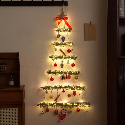 Holzleiter Weihnachtsbaum Wand Deko Tannenbaum Leiter zum Aufhängen Weihnachtsdeko, Deko Anhänger Hängedeko (B)
