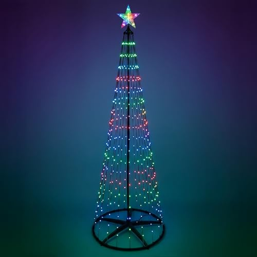 Lichterbaum mit Stern Spitze 210 cm, 370 LED, Metall, schwarz