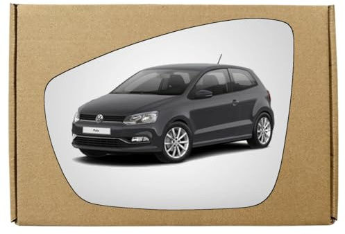 GAPlus Replacement Wing Mirror Glass Compatible with Volkswagen VW Polo 2009-2017 STICK-ON Left Passenger Near Side with Blind Spot