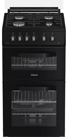 HDG5GCB 50cm Gas Cooker with Double Oven, Gas Hob, Grill, Enamel Interior, Easy Clean, Black