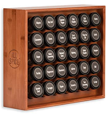 AllSpice kryddställ i trä, inkluderar 30 118 ml burkar – körsbär