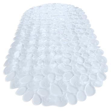 Tike Smart ñPebblesî Non-Slip Bath Tub Mat - Non-Toxic - Safe, Clean, Anti-bacterial, Machine-washable, Superior Grip & Drainage - Non-Slip Bath Mat - Vinyl - For Smooth/Non-textured Tubs Only - Clear