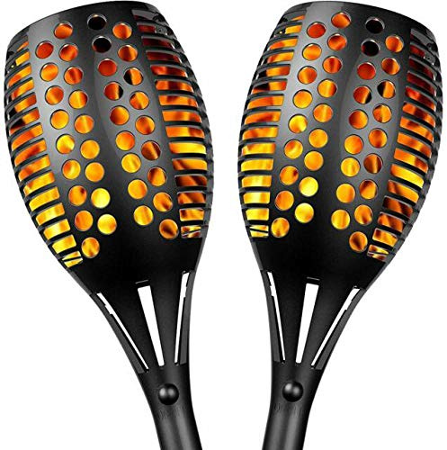 Sunlitec Solar Lights, Waterproof Flickering Flames Torches Lights Outdoor Landscape Decoration Lighting Dusk to Dawn Auto On/Off Security Torch Light for Garden Patio Deck Yard Driveway, 2 Pack