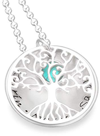 Lebensbaum Kette Namenskette Silber 925 TREE OF LOVE Crystal Silberkette mit Gravur Familienschmuck