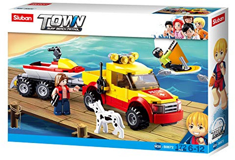 Sluban Klemmbausteine SL95533, Pick-Up mit Jetski (170 Teile) [M38-B0672], Spielset, Klemmbausteine, City, mit Spielfigur, Stadtleben, Multi Colour