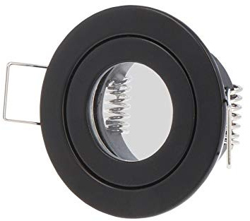 LED-Line IP44 Einbaustrahler Set GU4 MR11 Leuchte Spot Einbaurahmen Wasserdicht Lampe Rund Schwarz aus Aluminium mit GU5.3 Fassung keine Leuchtmittel