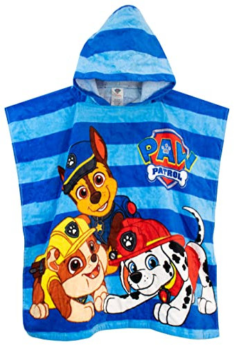 Paw Patrol Poncho de Toalla con Capucha para Niños La Patrulla Canina Un Tamaño