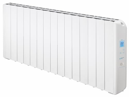FARHO Radiateur électrique à inertie fluide 1650W | FARHO Eco Green 15 Eléments | Blanc | Programmable | Basse Consommation | Garantie 20 ans