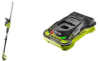 Ryobi ONE+ 18V OPT1845 Cordless Pole Hedge Trimmer, 45cm Blade (Body Only) & RC18150 18V ONE+ Cordless 5.0A Battery Charger