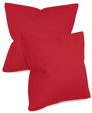 npluseins unifarbene Kissenbezüge im Doppelpack und dezentem Design 1154.1498, ca. 50 x 50 cm, Rot | fein strukturiert, stückgefärbt, verdeckter Reißverschluss, maßstabil, Öko-Tex Standard 100, waschbar bis 60 °C