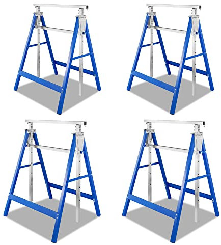 Yakimz Cavalletti portatili per ponteggio, Set di 4 cavalletti da lavoro, portata stabile 200 kg, Regolabile in altezza da 80 a 130 cm, Cavalletti pieghevoli