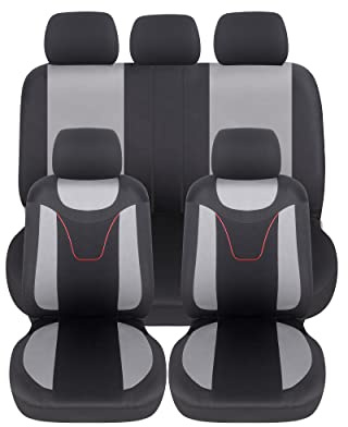 Auto Accessori Lupex Fundas Asientos Coche Universal, Tejido Poliester, Juego Fundas Asientos adaptables, No SUV (Delantero y Trasero, N - Gris)