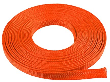 MOCNT 10mm PET Erweiterbar Geflochtener Kabelschlauch Flexibel Selbstschließender Kabelschutz Kabelmanagement Hülse Geflechtschlauch Isolierschlauch Rohr Kfz Auto Orange 5Meter