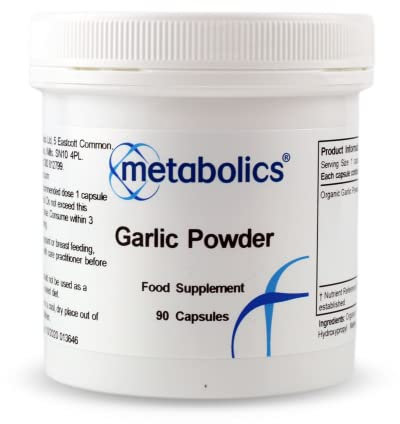 Organic Garlic Powder 450 mg – 90 Vegan Capsules | Nutrient‑Rich Garlic Supplement | Supports Immune, Cardiovascular & Gut Health | Additive‑Free | UK Made | Metabolics