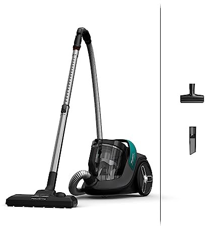 Rowenta Green Force Cyclonic Max Bodenstaubsauger ohne Beutel, 900 Watt Motor, 73 Dezibel, 2,5 Liter Fassungsvermögen, 9 m Reinigungsradius, Öko-Design, Schwarz-Grün, RO7B12