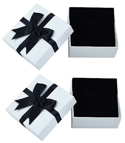 2Packung Weiß Schmuckkasten klein Schmuckbox Karton Schmuckschatulle Schmuckschachteln Aufbewahrung Geschenkbox Geschenkschachtel Mit Samt Schwammmatte für Armbänder Armreife Ring (7.5 * 7.5 * 3.5cm)