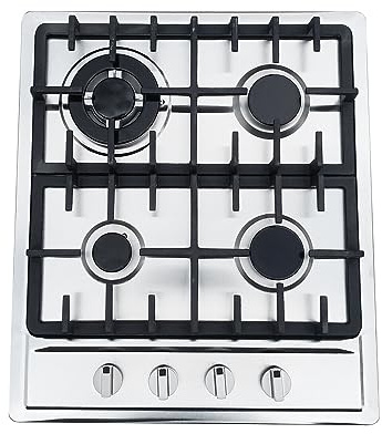 Gaskochfeld 4 Flammen Küche Gaskocher Erdgas Propangas Gaskochfeld Eingebaute Herdplatte Edelstahl Gaskochfeld (590×510mm)