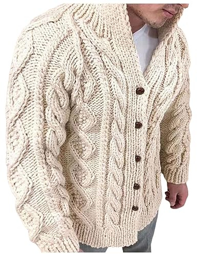 Générique Veste en Tricot pour Homme Cardigan Épais Hiver Cardigans Gilet Veste en Grosse Maille Veste Tricoté Cardigan Oversize Veste en Tricot Gilet d'hiver Cardigan