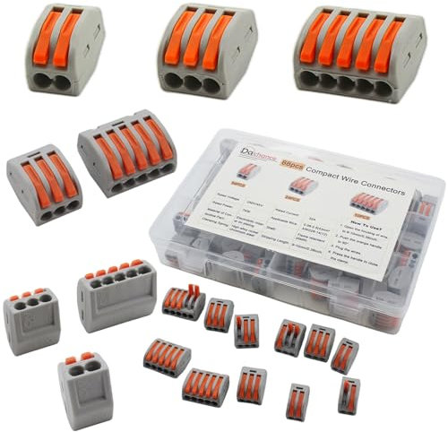 dachance 88pcs Lever-Nut Wire Connectors 2/3/5-port Compact Electrical Connectors Compact Splicing Connectors for Circuit Inline (88)