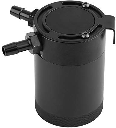 Tanica di Raccolta Olio, Kit Serbatoio di Sfiato Universale per Serbatoio Olio Motore per Auto in Alluminio a Due Fori Nero.