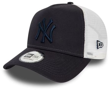 New Era NY Berretto per i Tifosi Cappellino da Camionista Cappello New York Yankees Baseball Logo della Squadra Blu Scuro Bianco