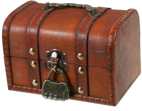 VILLFUL Schmuckkästchen, Foto-Requisite, Holz, Schmuckaufbewahrung, Schatzkiste, Piratentruhe, Schatztruhe, Souvenirbox, Ringe, Ohrringe, Truhe, Schmuckbox, Tee-Box, Aufbewahrungsregal