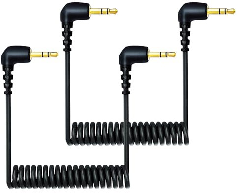 2-Pack 3.5mm Microphone Cable Compatible with DJI Mic 2 & Rode Microphone Wireless Pro, Coiled Dual 3.5mm TRS Patch Cable Audio Mic Cord for Cameras