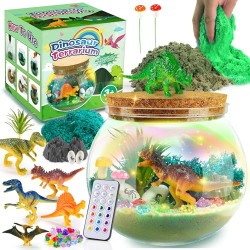 HappyGoLucky Dinosauri Giochi per Bambini 3-12 Anni, Kit Lavoretti Creativi per Bambini Regalo Compleanno Bambino 3-12 Anni Maschio Luce Notturna Bambini Dinosauro Giocattolo Lucina Notte Bambini