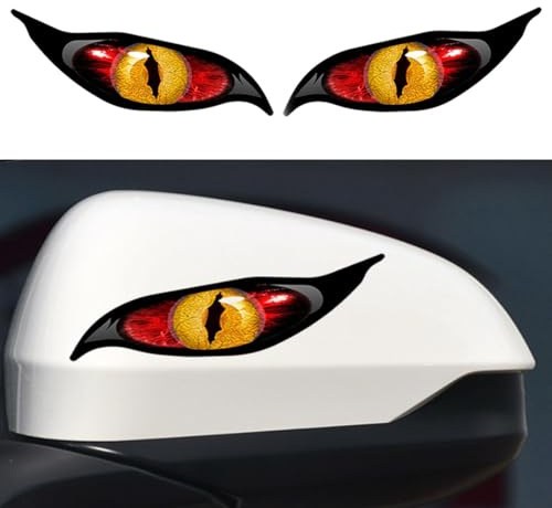 3D Rot Böse Augen für Auto Motorrad Helm Aufkleber, Böse Augen Aufkleber Reflektierende PVC Abziehbilder, Paar Evil Eyes mit Iris Vinyl Drohne Motorrad Helm Auto Aufkleber Sticker