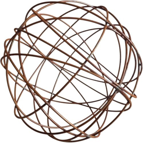 Bornhöft Kugel mit Drahtkugel Vollmaterial 30 cm Edelrost Gartendeko Wetterfest Rost Ball Eisenkugel Gartenkugel rostige Dekoration für den Garten