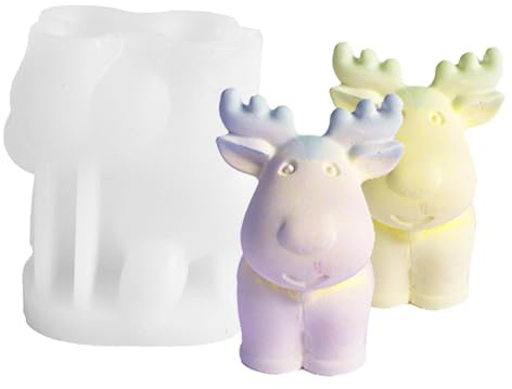 Stampo in silicone per cervo alce, stampo in silicone per renna | Stampo per fondente alce di Natale,Stampo per candele profumate natalizie per fondente, artigianato in resina, resistente agli strappi