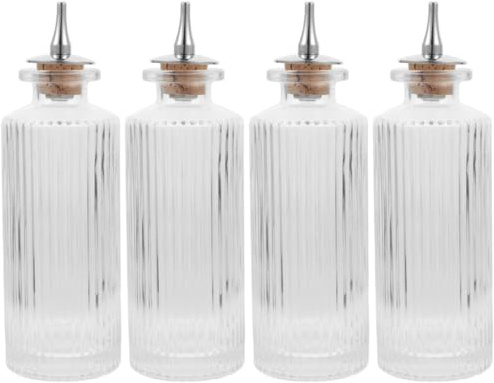 PRETYZOOM Bitters Bottles for Cocktail Small Glass Bitters Bottle with Detachable Stopper Multi-Use Dropper Bottle for Home Bar Bartending Party Mixing 4 pack