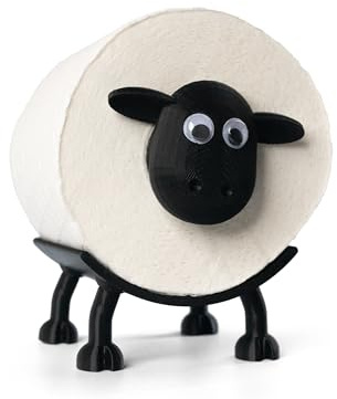 Lustiger Schaf-Toilettenpapierhalter aus Kunststoff, schwarz mit Kulleraugen