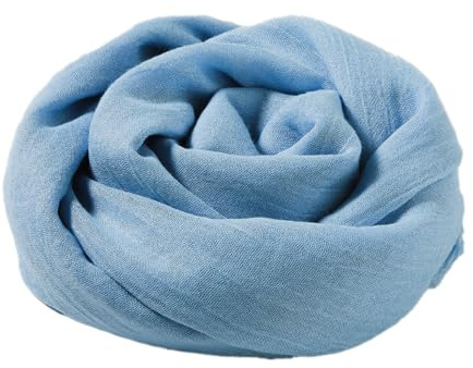Anevous Damen Weicher Einfarbig Schals, Baumwolle Leichte Damenschal, Elegante Große Schals Tücher, Plain Tücher Schal Stola für Lange Halstuch Damen Geschenk,Hellblau