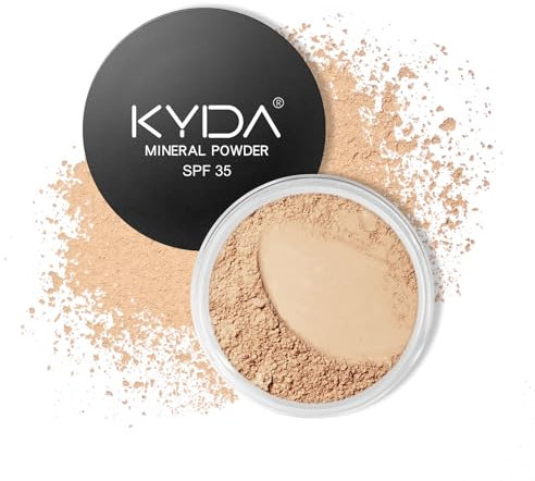 KYDA Fondotinta in polvere minerale, SPF 35, fondotinta in polvere leggera, fondotinta minerale improving, copertura buildable gloss base Makeup, 0,28 oz, luce equa